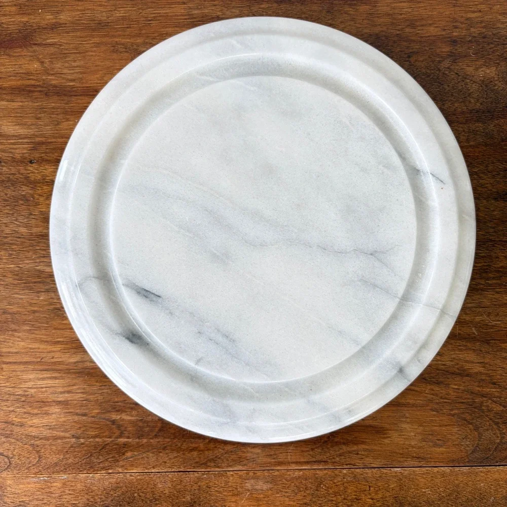White Marble Cheese Board with Glass Cloche Dome Serving Set 8.5 Inch